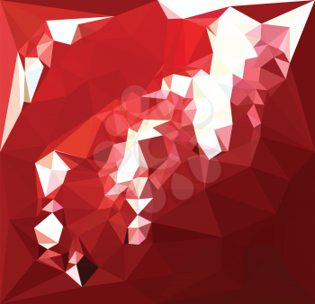 Low polygon style illustration of a coquelicot red abstract geometric background.