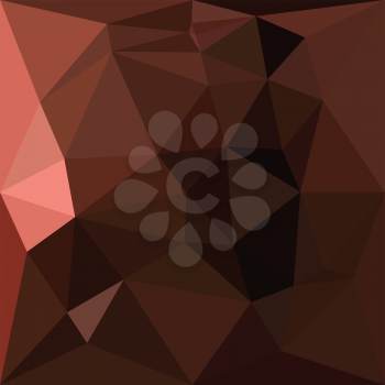Low polygon style illustration of a saddle brown abstract geometric background.