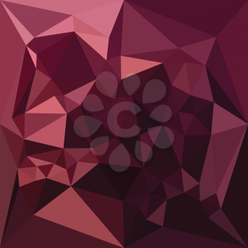 Low polygon style illustration of a dark raspberry red abstract geometric background.