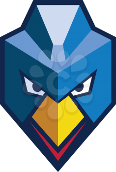 Icon style illustration of an Angry Cyberpunk Chicken hen mascot with mohawk viewed from front in isolated background.
