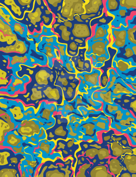Digital marbling or inkscape illustration of an Absolute Zero Blue abstract swirling psychedelic liquid marble simulated marbling in Suminagashi Kintsugi marbled effect style in color.
