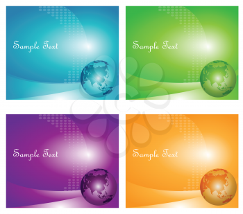 Royalty Free Clipart Image of a Set of Backgrounds With Globes