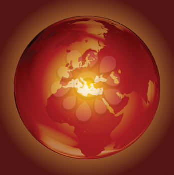 Royalty Free Clipart Image of a Fiery Globe