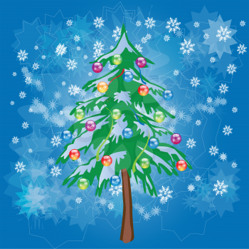 Royalty Free Clipart Image of a Christmas Tree in Snow