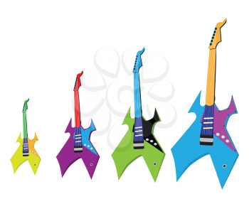 Royalty Free Clipart Image of Four Guitars