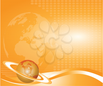 Royalty Free Clipart Image of an Orange Background With Globes