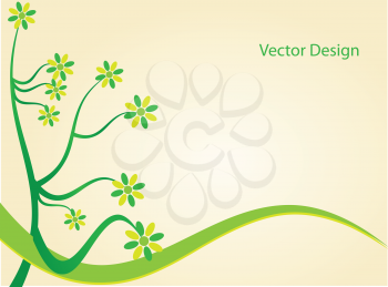 Royalty Free Clipart Image of a Background With a Green Flower Border at the Left