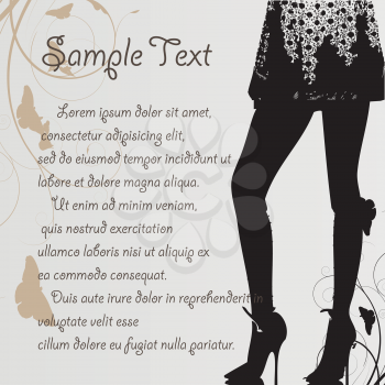 Royalty Free Clipart Image of a Silhouetted Legs on a Background With Space for Text