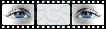 Royalty Free Clipart Image of Eyes on Filmstrip Illustration 