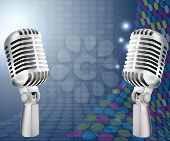 Royalty Free Clipart Image of a Retro Microphone Background