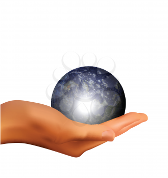 Human Hand Holding the World in Her Hands 