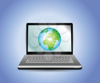 Laptop with Earth Globe 