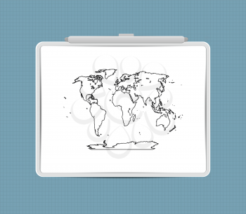 world map on white board