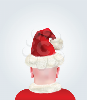  Realistic Bald Head With Santa Claus Hat 