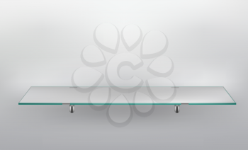 Glass Shelf on grey background 