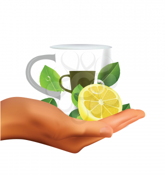 Hand Holding mug and lemon