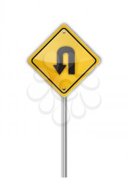 Turn back road sign,  illustration 