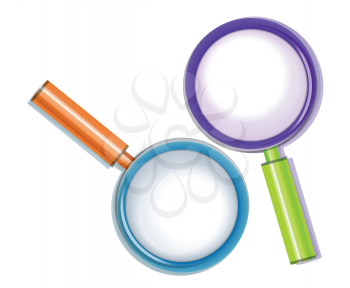 magnifying glass. colorful set on white background