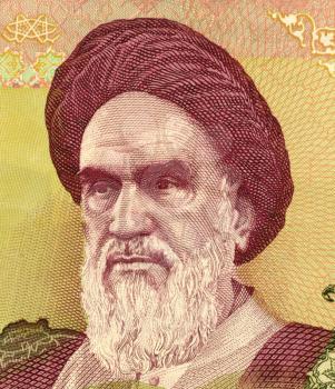 Royalty Free Photo of Khomeini on 2000 Rials banknote from Iran. Sayyid Ruhollah Musavi Khomeini was an Iranian religious leader and scholar, politician, and leader of the 1979 Iranian Revolution whic