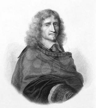 Royalty Free Photo of Richard Browne (1610-1669) on engraving from the 1800s. Major-General in the English Parliamentary army during the English Civil War