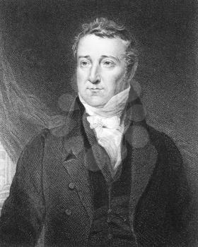 Royalty Free Photo of William Huskisson (1770-1830) on engraving from the 1800s. British statesman, financier and Member of Parliament. Engraved by J.Cochran after a painting by J.Gladstone and publis