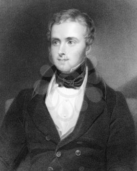George Alexander Hamilton (1802-1871) on engraving from 1800s. Minor British Conservative Party politician and later a prominent civil servant. Engraved by Posselwhite after a painting by Newton and p