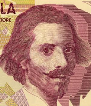 Gian Lorenzo Bernini (1598-1680) on 50000 Lire 1992 Banknote from Italy. Italian sculptor, architect and painter.