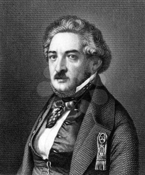 Armand Marrast (1801-1852) on engraving from 1859. French politician and mayor of Paris. Engraved by Nordheim and published in Meyers Konversations-Lexikon, Germany,1859.