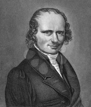 Heinrich Karl Jaup (1781-1860) on engraving from 1859. German politician. Engraved by unknown artist and published in Meyers Konversations-Lexikon, Germany,1859.