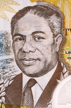 Malietoa Tanumafili II (1913-2007) on 2 Lua Tala 2003 Banknote from Samoa. Samoan head of state during 1962-2007.