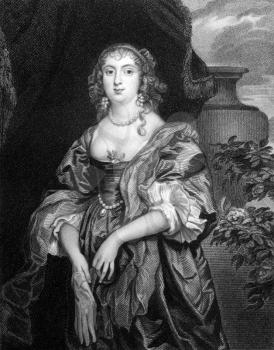 Anne Carr, Countess of Bedford (1615-1684) on engraving from 1831. Wealthy English noblewoman. Engraved by J.Thomson and published in ''Portraits of Illustrious Personages of Great Britain'',UK,1831.
