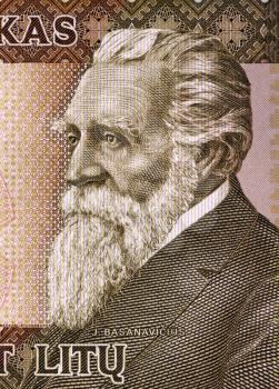 Jonas Basanaviciuson (1851-1927) on 50 Litu 2003 Banknote from Lithuania.  Activist and proponent of Lithuania's National Revival.