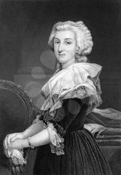 Marie Antoinette (1755-1793) on engraving from 1873.  Queen of France during 1774-1792. Engraved by unknown artist and published in ''Portrait Gallery of Eminent Men and Women with Biographies'',USA,1