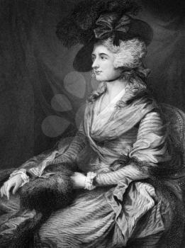 Sarah Siddons (1755-1831) on engraving from 1873. British actress, most famous 18th century tragedienne. Engraved by unknown artist and published in ''Portrait Gallery of Eminent Men and Women with Bi