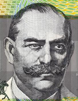 John Monash (1865-1931) on 100 Dollars 1996 banknote from Australia. Civil engineer who became an Australian military commander in the First World War.