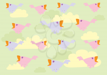 Royalty Free Clipart Image of a Bird in the Sky Background