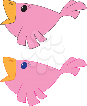Royalty Free Clipart Image of Two Pink Birds