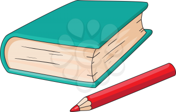Royalty Free Clipart Image of a Book and Pencil