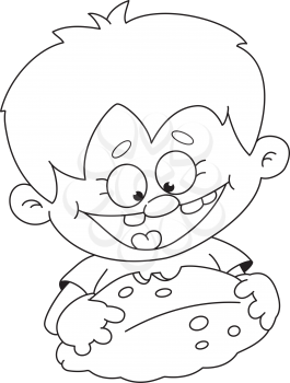 Royalty Free Clipart Image of a Boy With a Pie