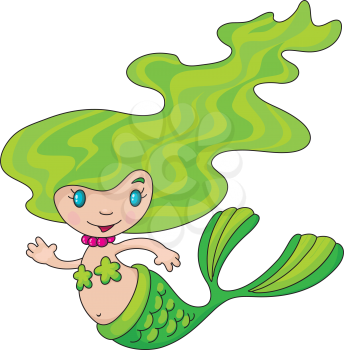 Royalty Free Clipart Image of a Little Mermaid