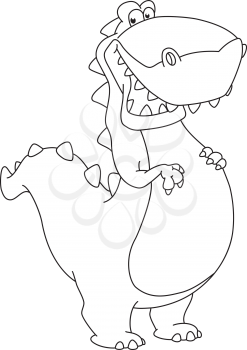 illustration of a happy dinosaur outlined