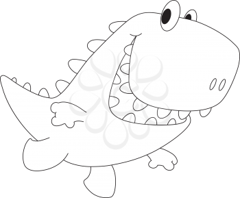 illustration of a running funny dino outlined