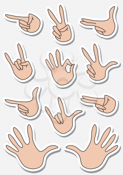 illustration of a set of gestures hand