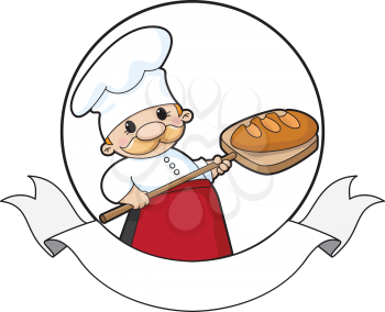 illustration of a baker with bread banner