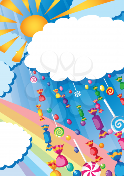 illustration of a candy rain and sun card