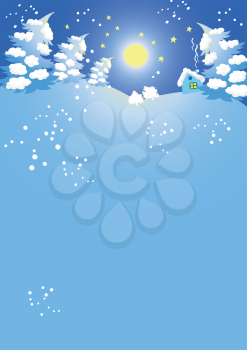 illustration of a Winter background night