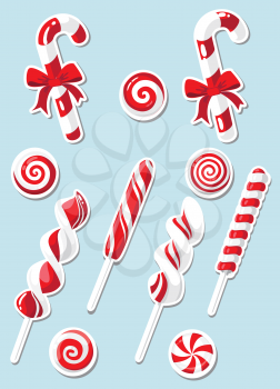 illustration of a set of Christmas candy sticker