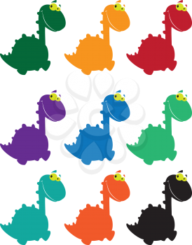 illustration of a cute dino cartoon colored