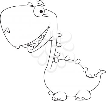 illustration of a dino cartoon cute outlined