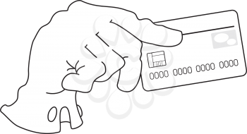 illustration of a hand with credit card outlined